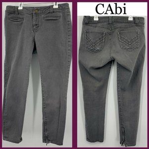 CAbi Women's Size 4 Gray Pewter Ankle Moto Zip Slim Denim Jeans #635